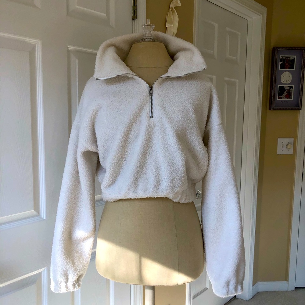 Cropped Sherpa half zip